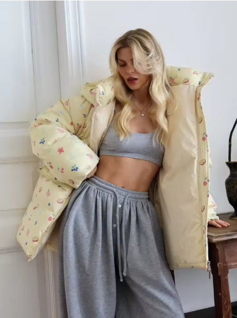 Shelbie | Women’s printed hooded cotton jacket with a warm everyday profile