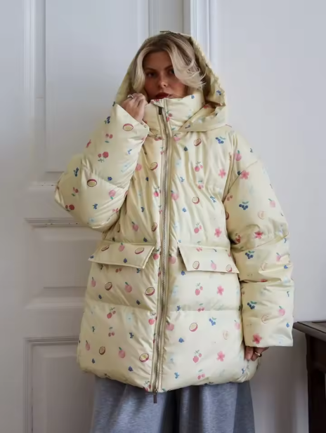 Shelbie | Women’s printed hooded cotton jacket with a warm everyday profile