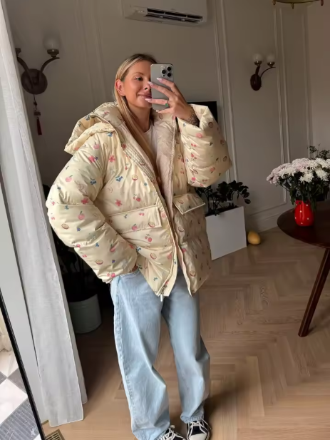 Shelbie | Women’s printed hooded cotton jacket with a warm everyday profile