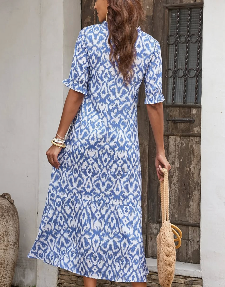 Bethany | Women’s boho v-neck printed midi dress