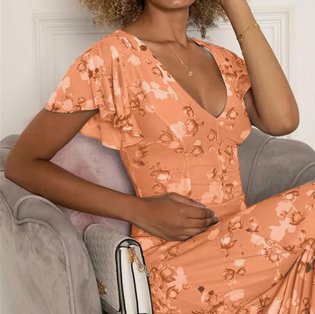 Bijou | Women’s elegant draped midi dress with flattering silhouette