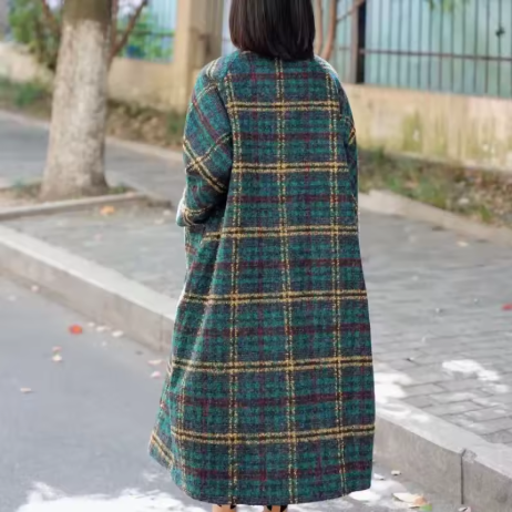Zena | Women’s plaid woolen coat with a structured mid-length seasonal profile
