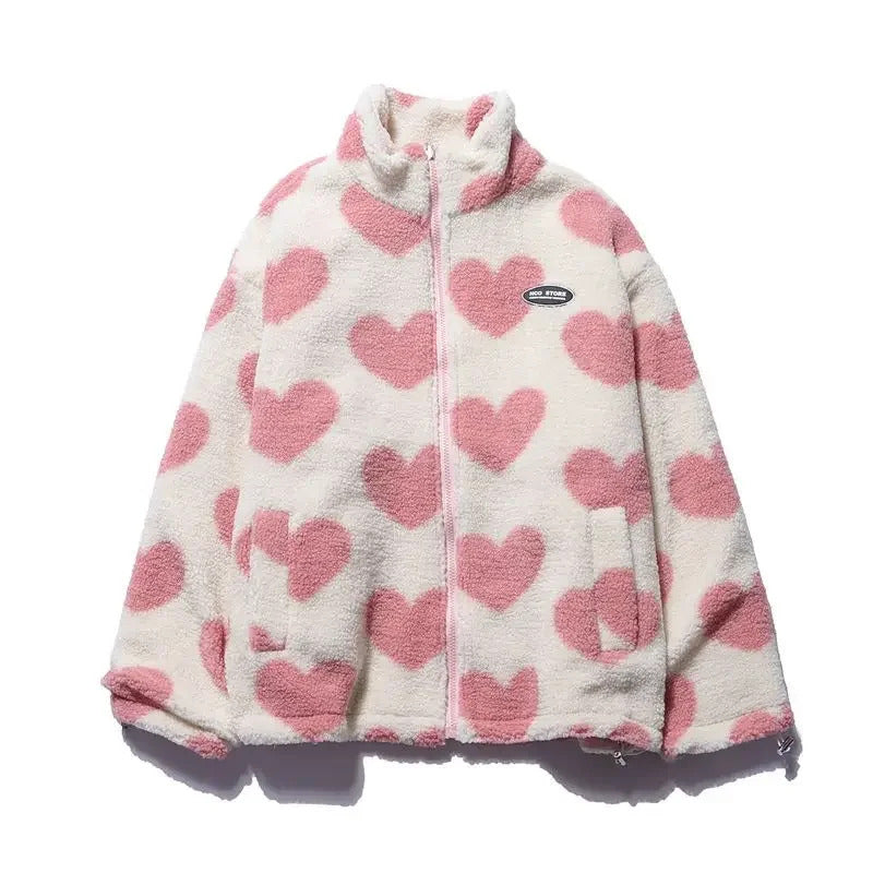 Andrea | Women’s reversible heart fleece jacket