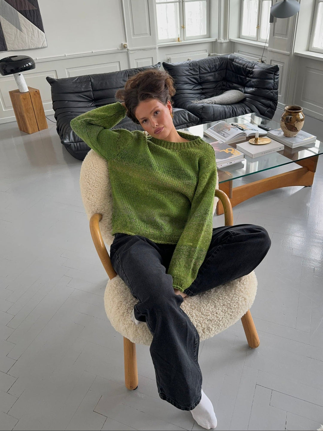 Kish | Women’s knit sweater with green shade and round neckline