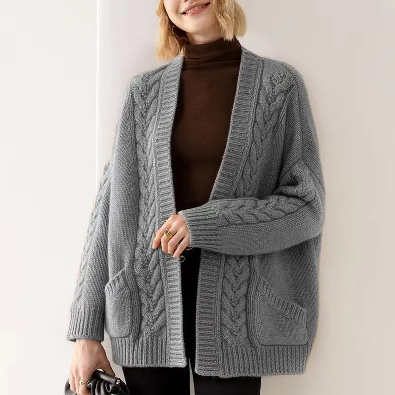 Corinne | Women’s cable-knit open-front cardigan with pockets