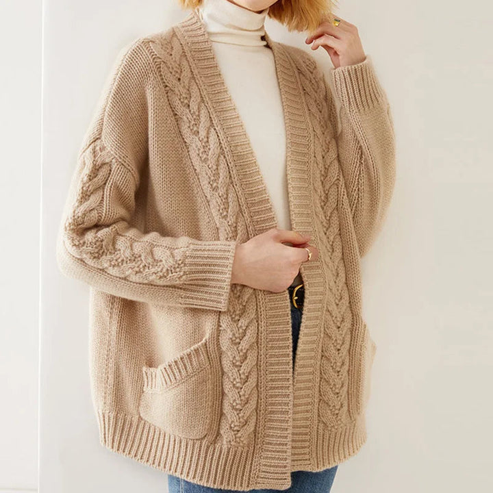 Corinne | Women’s cable-knit open-front cardigan with pockets