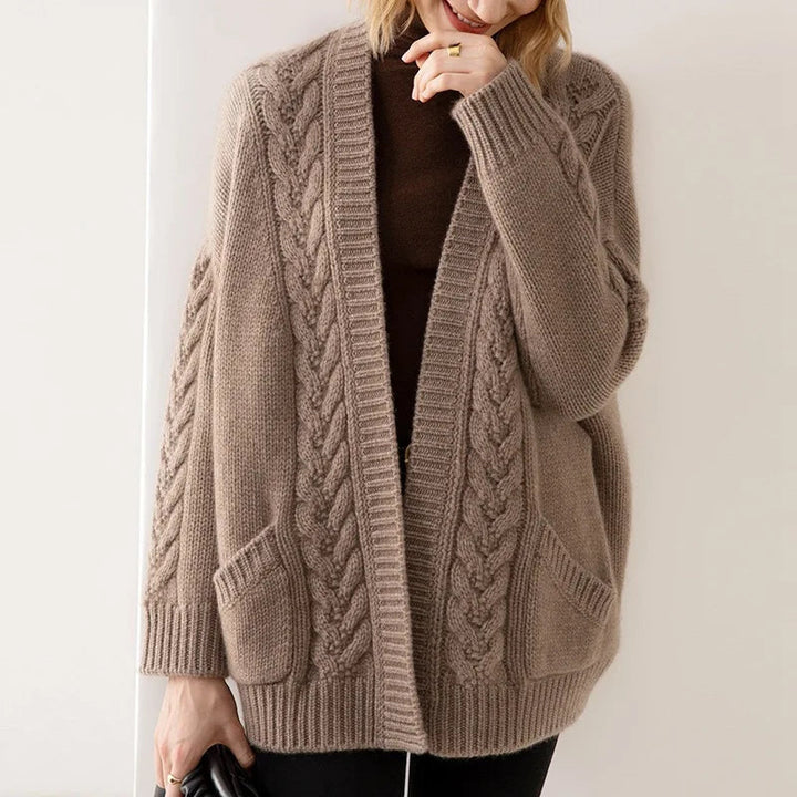 Corinne | Women’s cable-knit open-front cardigan with pockets