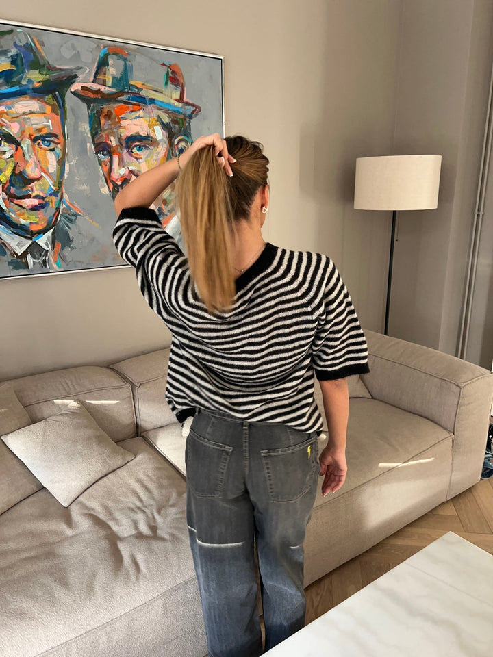 Poppy | Women’s striped knitted t-shirt with oversized fit