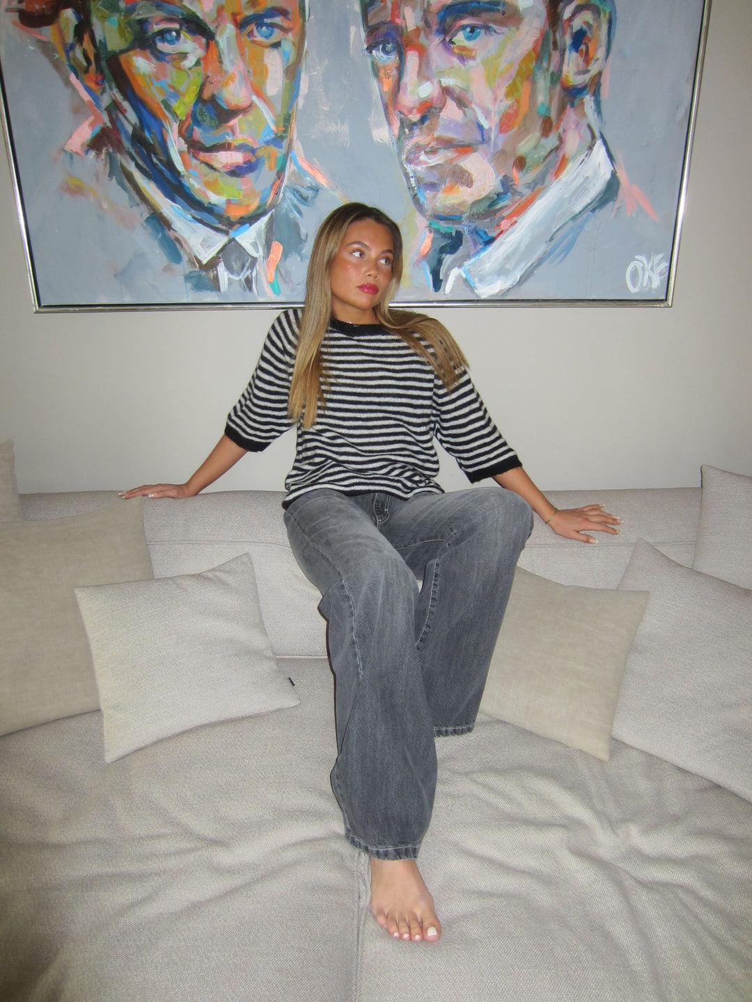 Poppy | Women’s striped knitted t-shirt with oversized fit