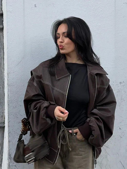 Rory | Women’s jacket with oversized fit and contrast stitching