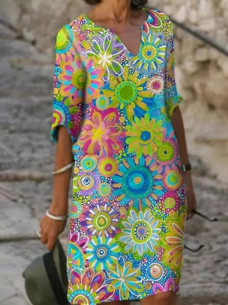 Anneliese | Women's floral print dress with v-neckline