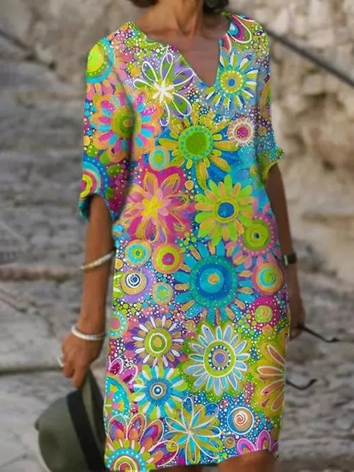 Anneliese | Women's floral print dress with v-neckline