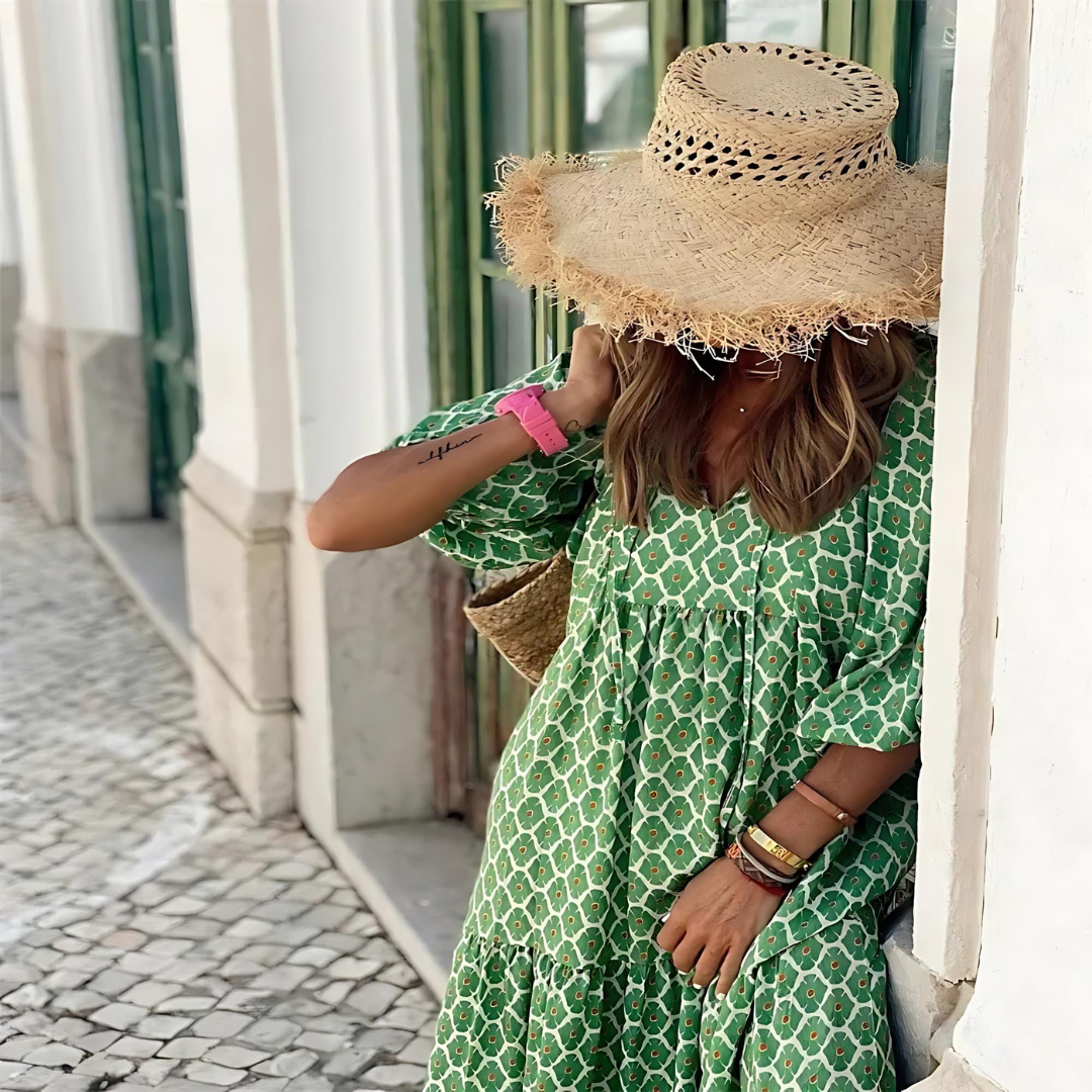 Bessie | Women's high-low dress with geometric print