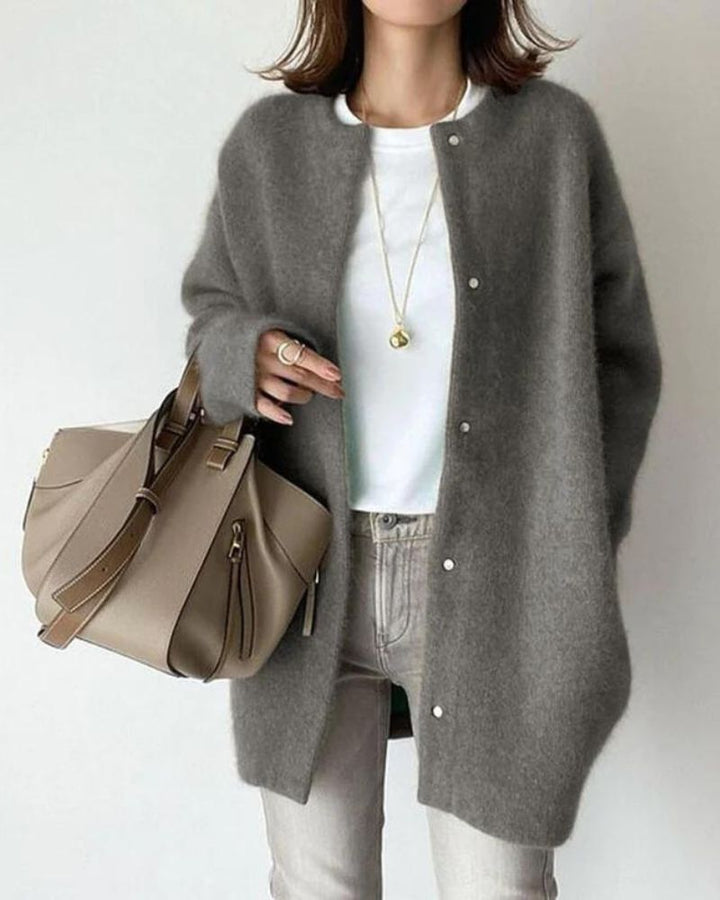 Aisling | Women's long knit cardigan with textured rib pattern