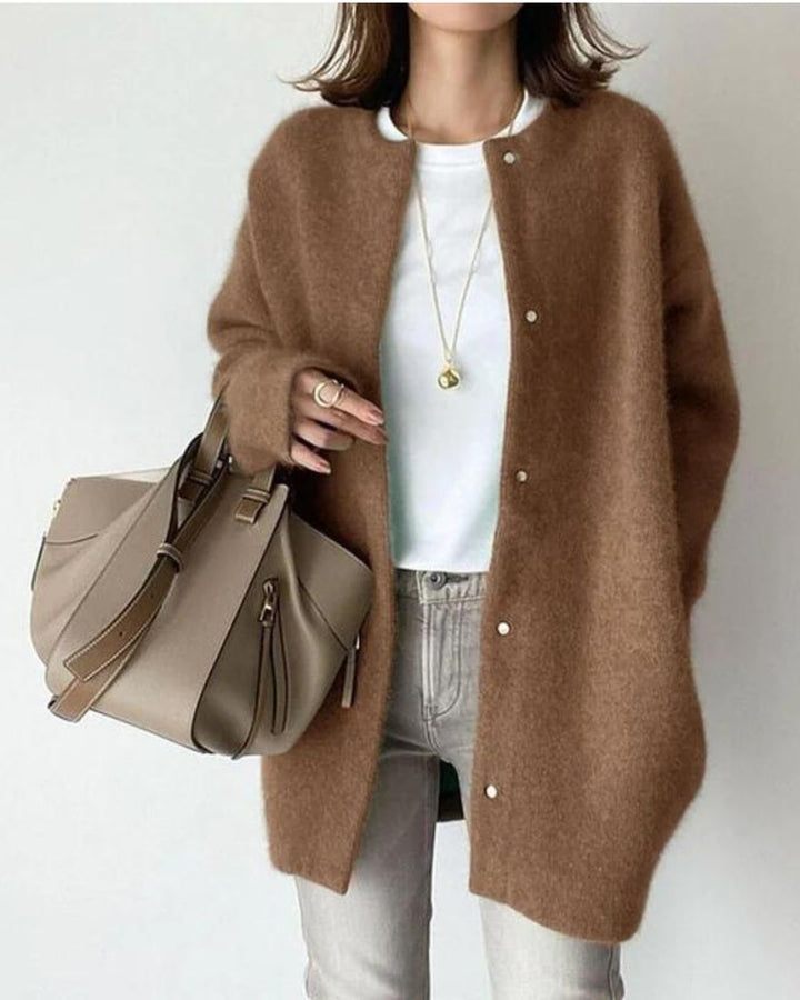 Aisling | Women's long knit cardigan with textured rib pattern