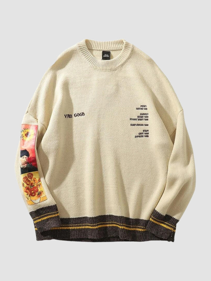 Raina | Women’s retro sweater with patchwork pattern and round neck