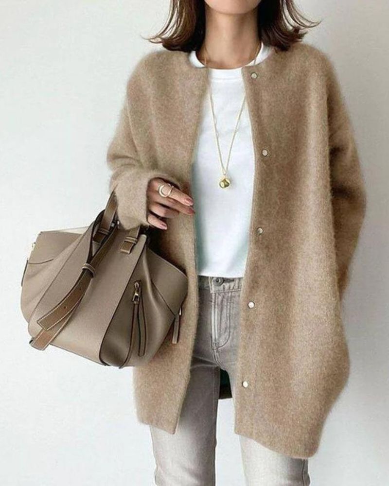 Aisling | Women's long knit cardigan with textured rib pattern