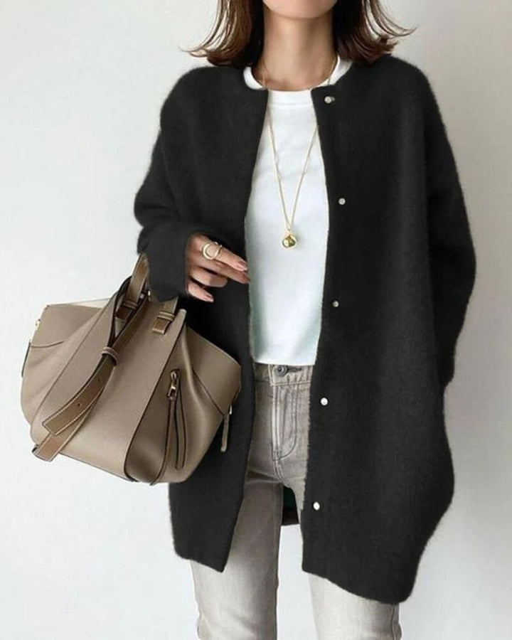 Aisling | Women's long knit cardigan with textured rib pattern