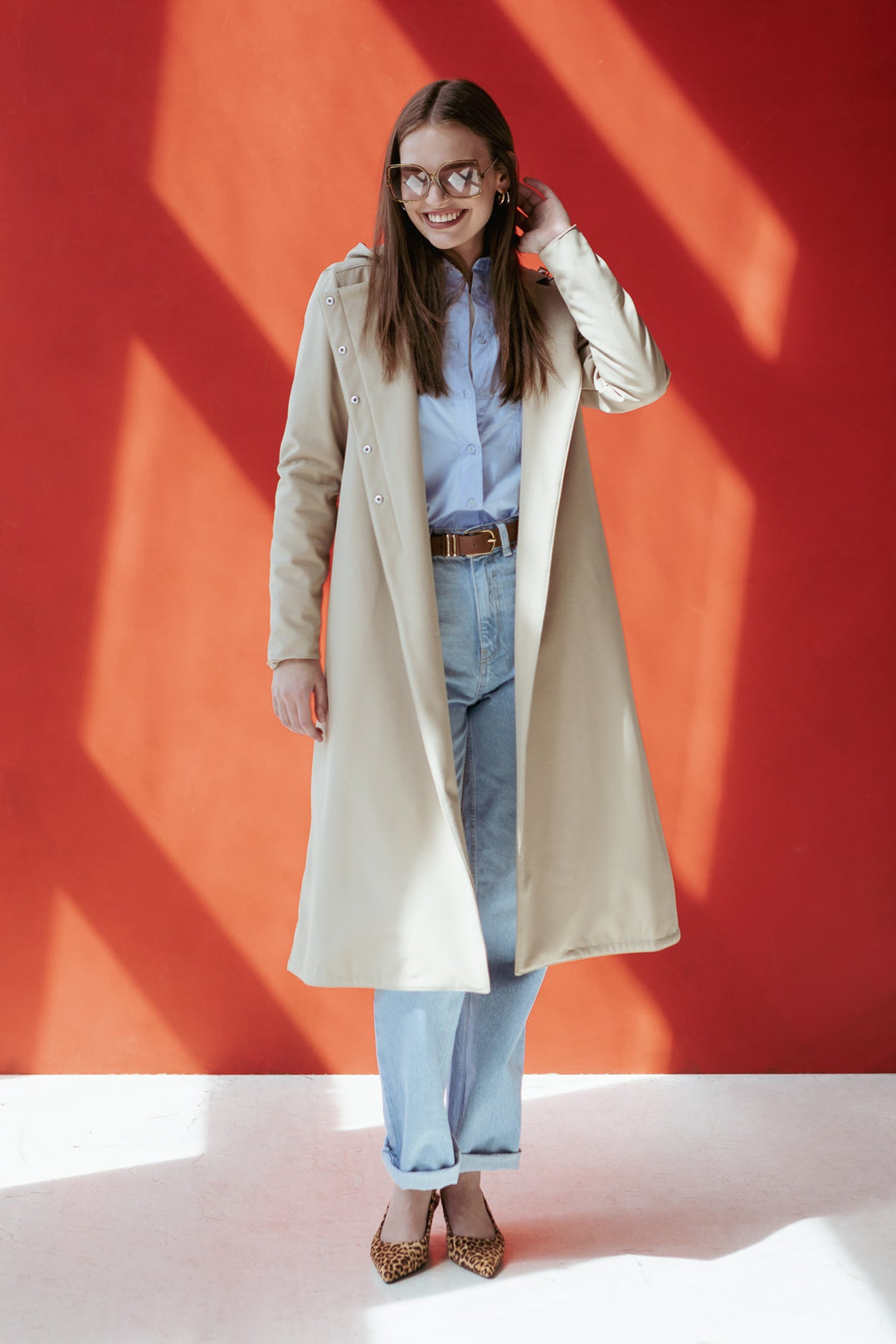 Katie | Women’s classic hooded trench coat with satin lining