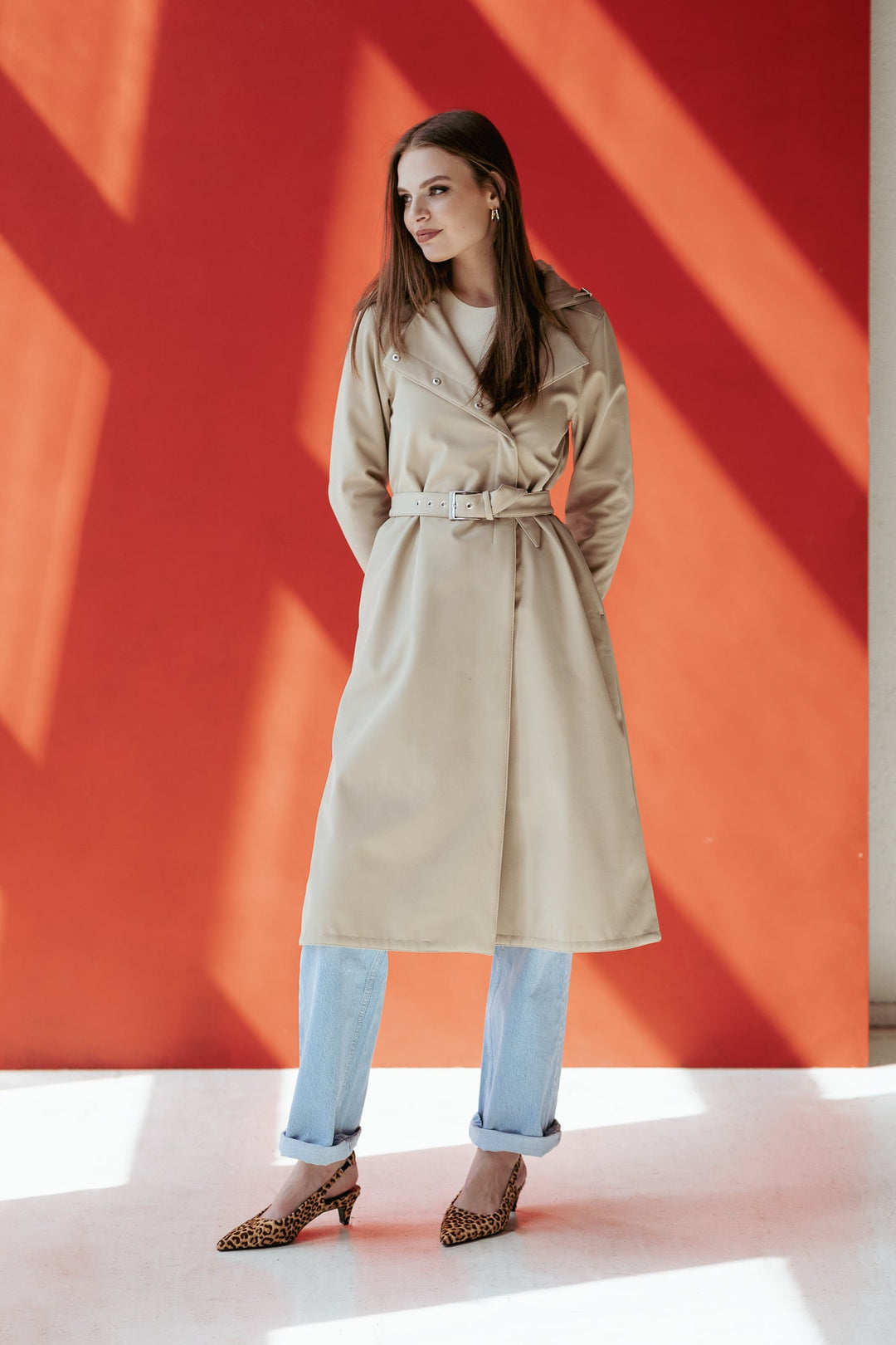 Katie | Women’s classic hooded trench coat with satin lining