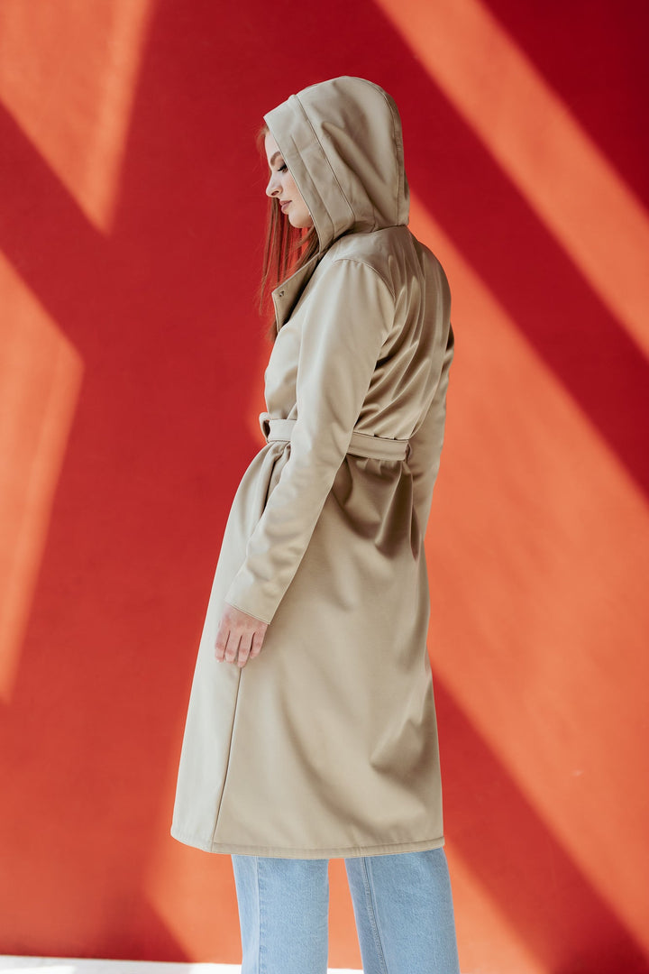 Katie | Women’s classic hooded trench coat with satin lining