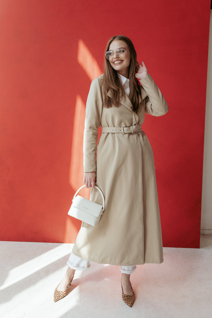 Katie | Women’s classic hooded trench coat with satin lining