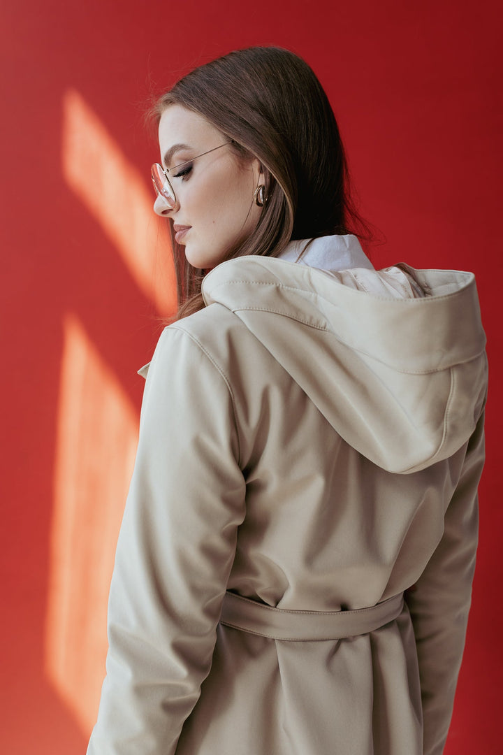 Katie | Women’s classic hooded trench coat with satin lining