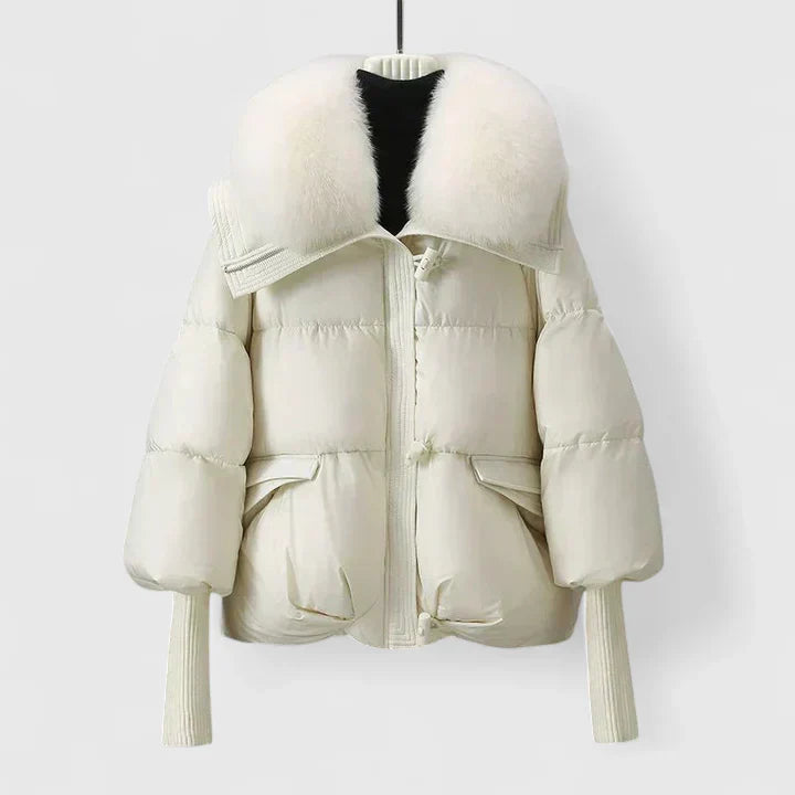 Zyra | Women’s short padded jacket with faux fur collar