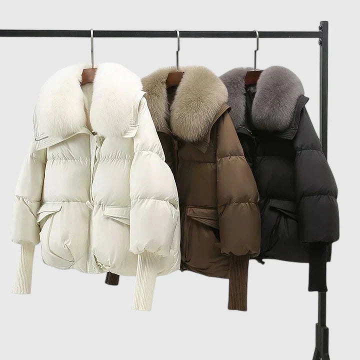 Zyra | Women’s short padded jacket with faux fur collar