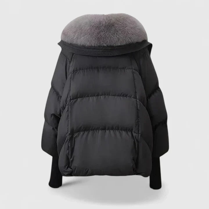Zyra | Women’s short padded jacket with faux fur collar