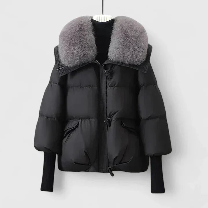 Zyra | Women’s short padded jacket with faux fur collar