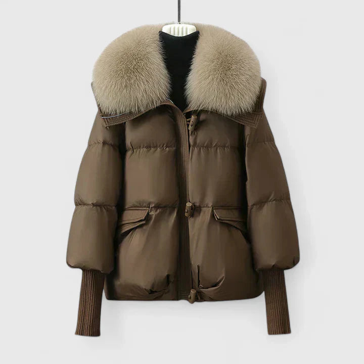 Zyra | Women’s short padded jacket with faux fur collar