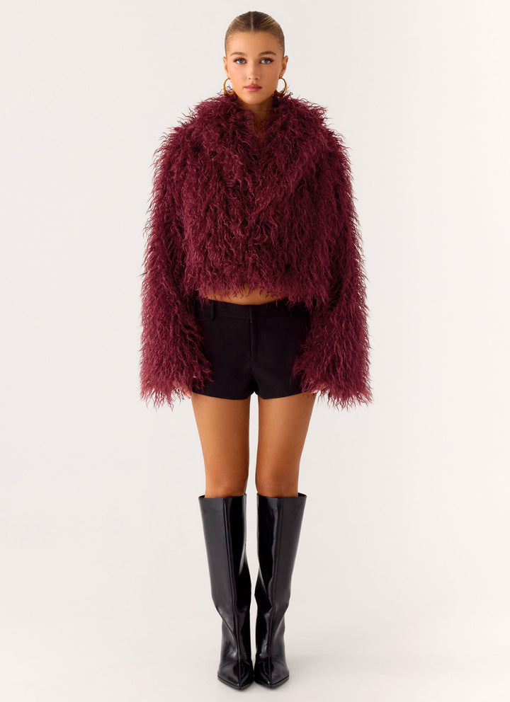 Eden | Women’s feathered faux fur cropped jacket