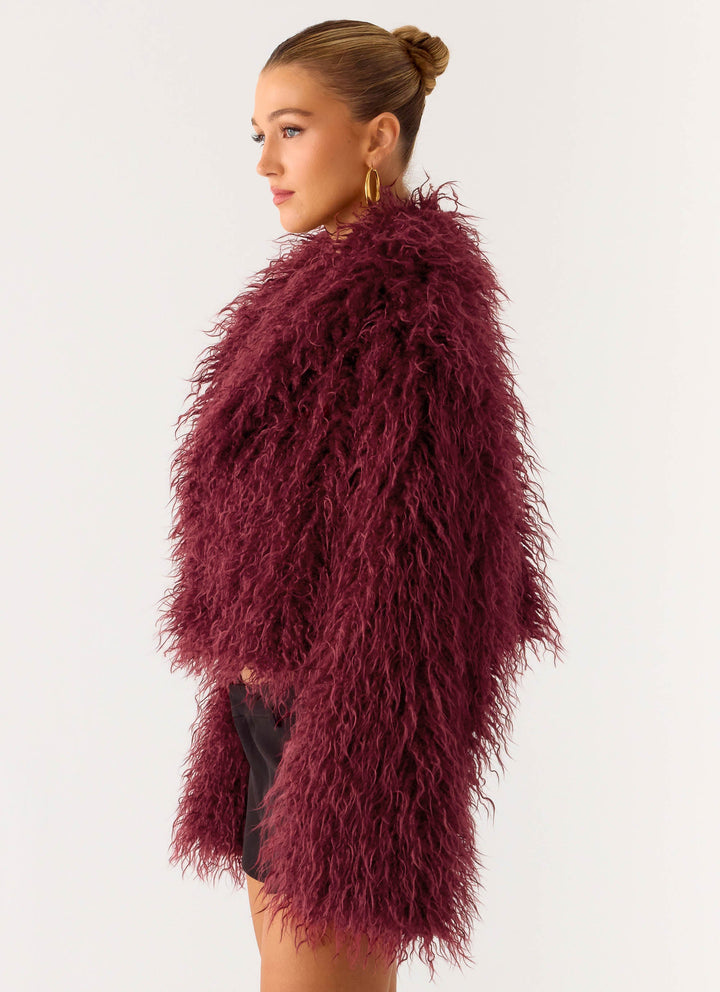 Eden | Women’s feathered faux fur cropped jacket