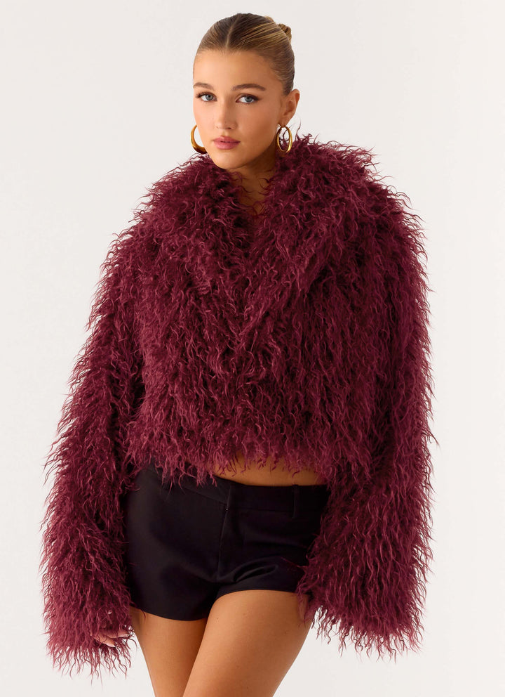 Eden | Women’s feathered faux fur cropped jacket