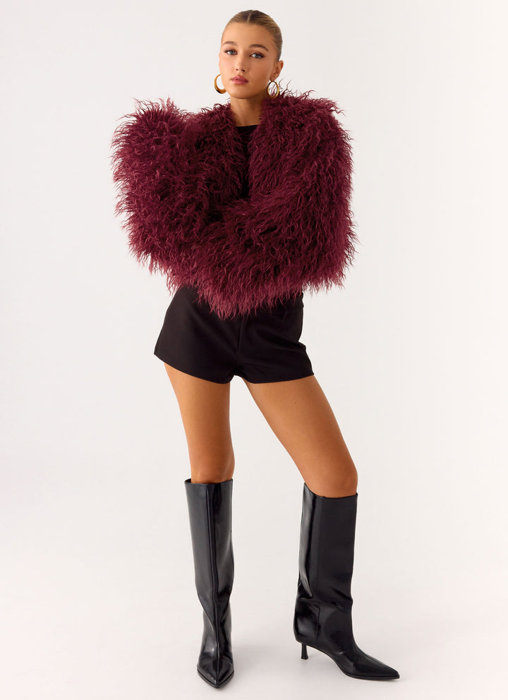 Eden | Women’s feathered faux fur cropped jacket