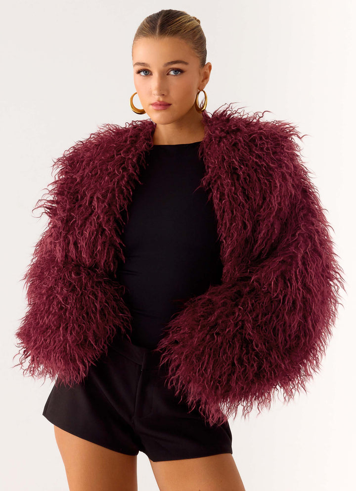 Eden | Women’s feathered faux fur cropped jacket