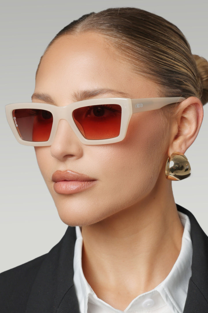 Yuri | Women’s square frame ivory sunglasses