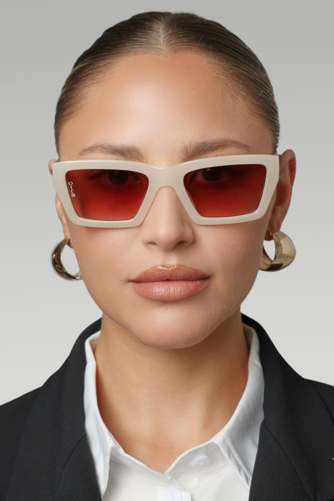 Yuri | Women’s square frame ivory sunglasses