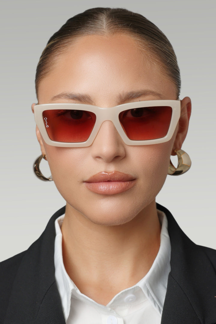Yuri | Women’s square frame ivory sunglasses