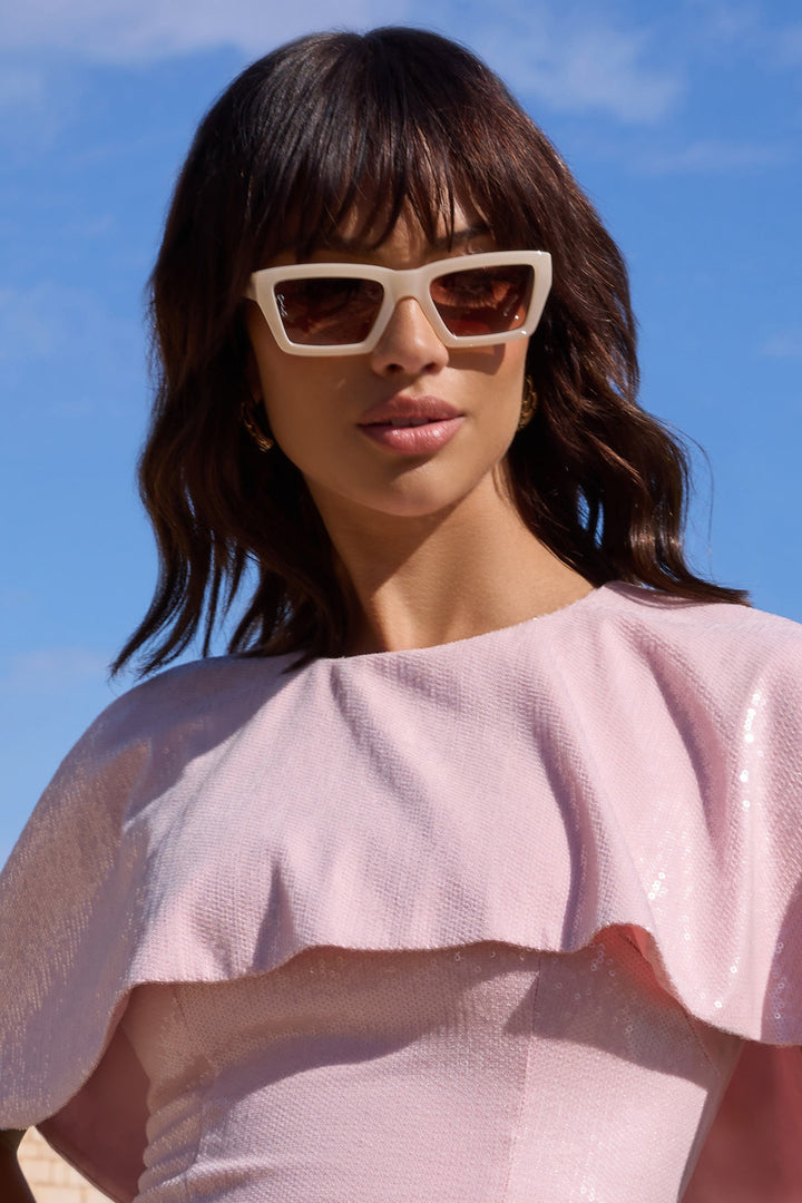 Yuri | Women’s square frame ivory sunglasses