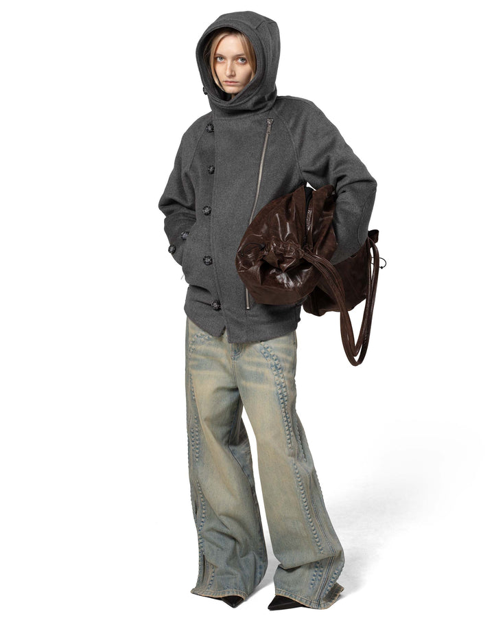 Alaura | Women’s wool-blend winter coat with asymmetrical zipper