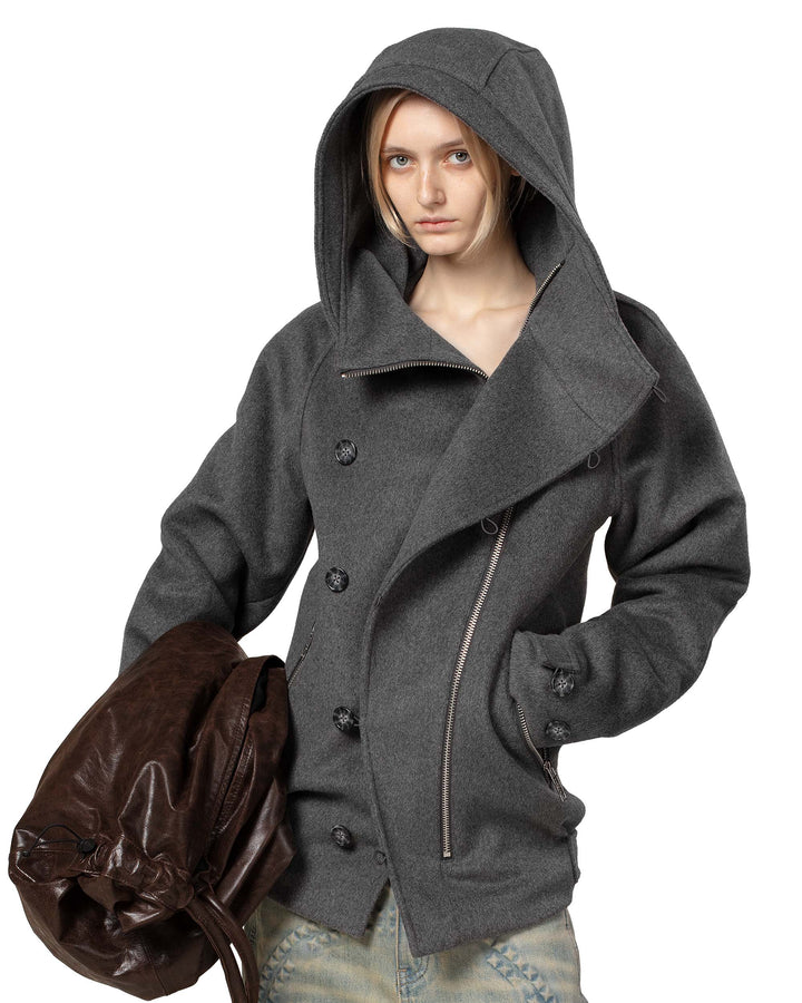 Alaura | Women’s wool-blend winter coat with asymmetrical zipper