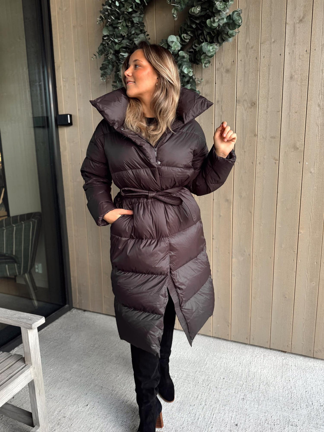 Salome | Women’s long belted puffer coat for winter warmth