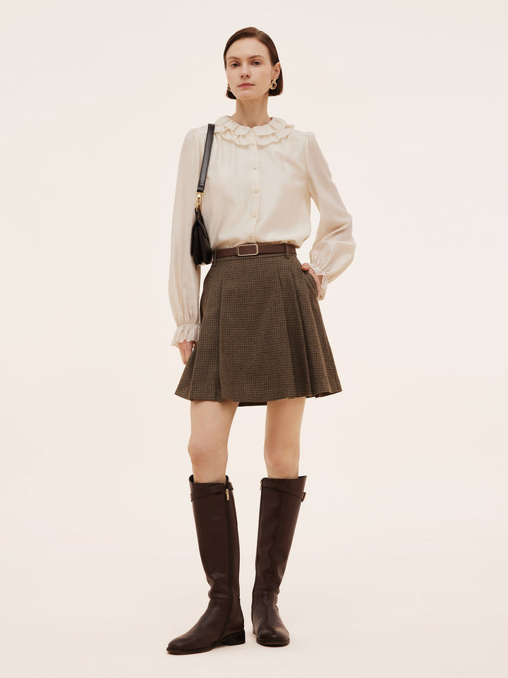 Shiloh | Women's plaid A-line pleated mini skirt