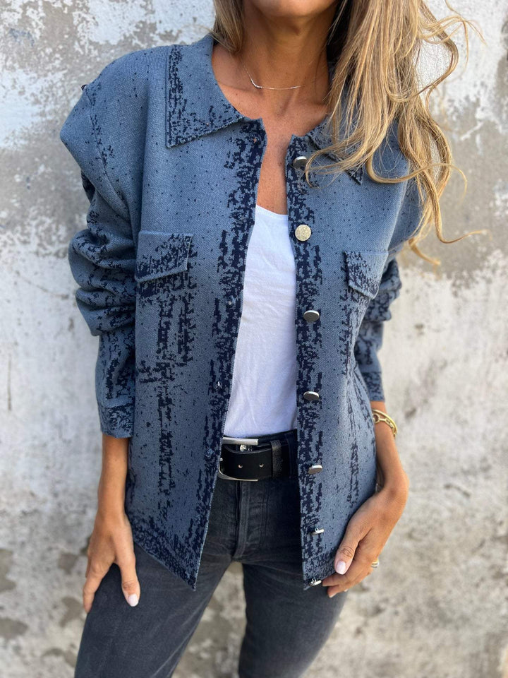 Alinah | Women’s textured knit jacket with buttons and chest pockets