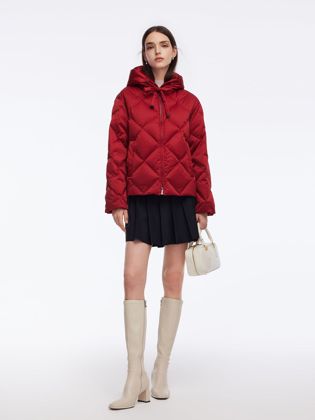 Elsa | Women’s short diamond-quilted hooded puffer jacket