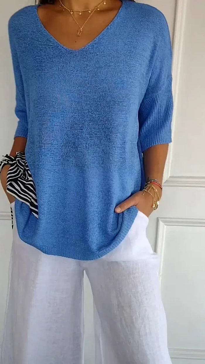 Averie | Women's knit v-neck top with relaxed fit