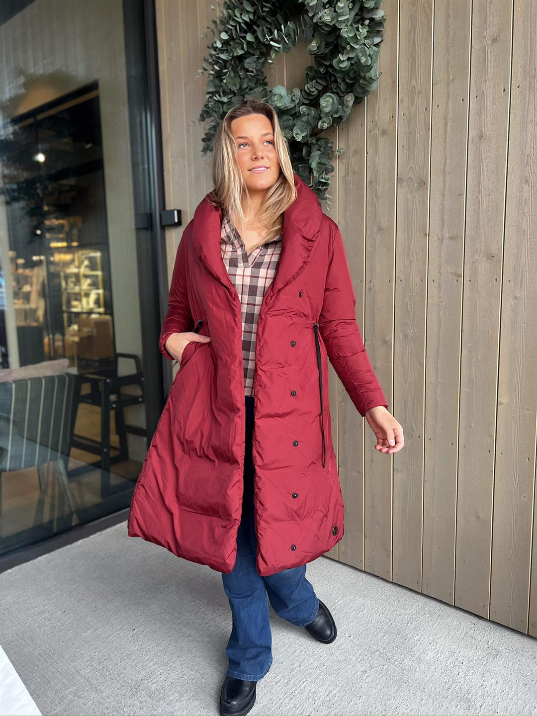 Charisse | Women’s wrap coat with a relaxed silhouette and sculpted shawl collar