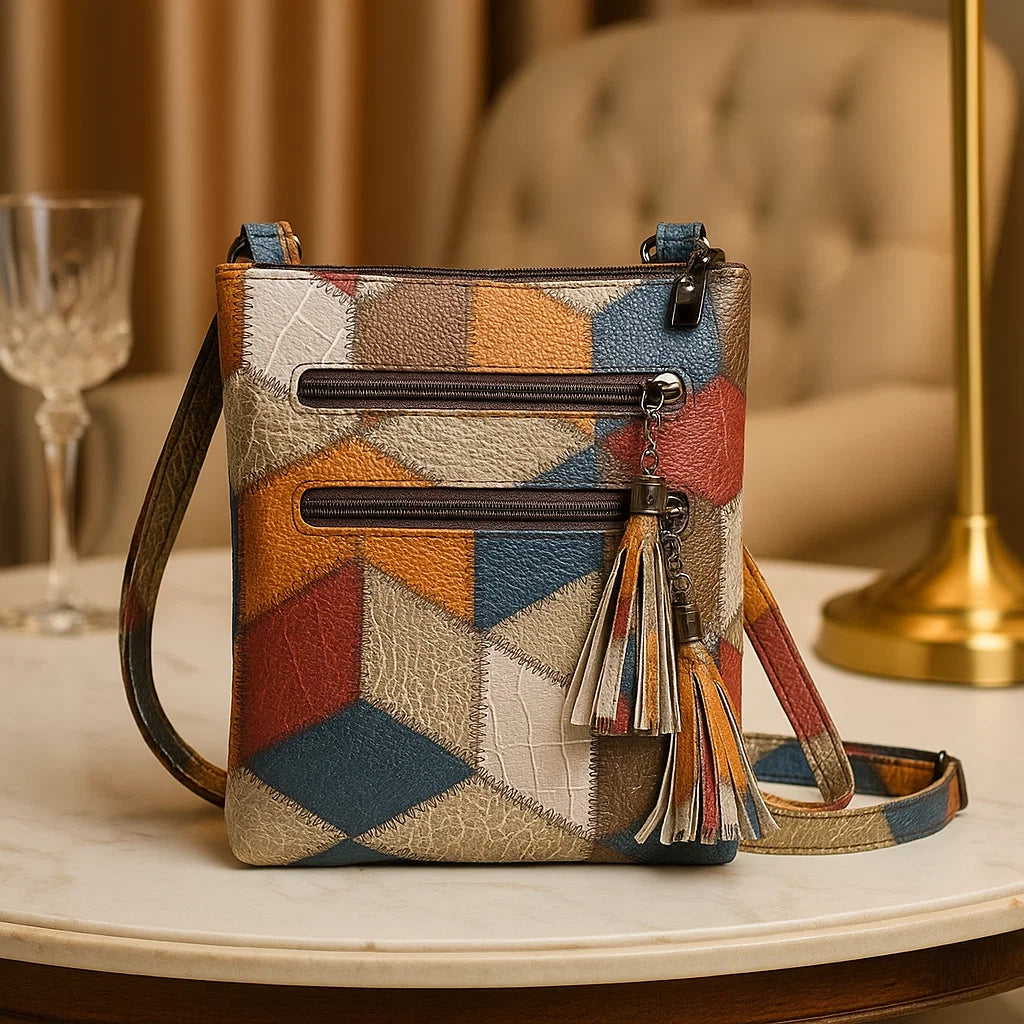 Kaylee | Women’s geometric patchwork vegan leather crossbody bag